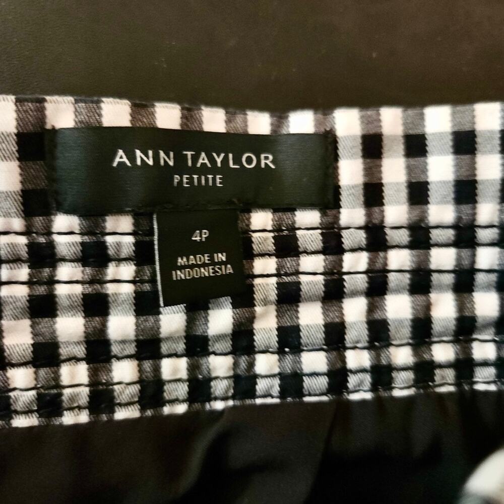 ANN TAYLOR Gingham Pencil Skirt Black White Check size 4P - Picture 5 of 6